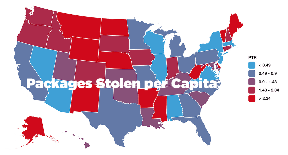 Packages Stolen per State