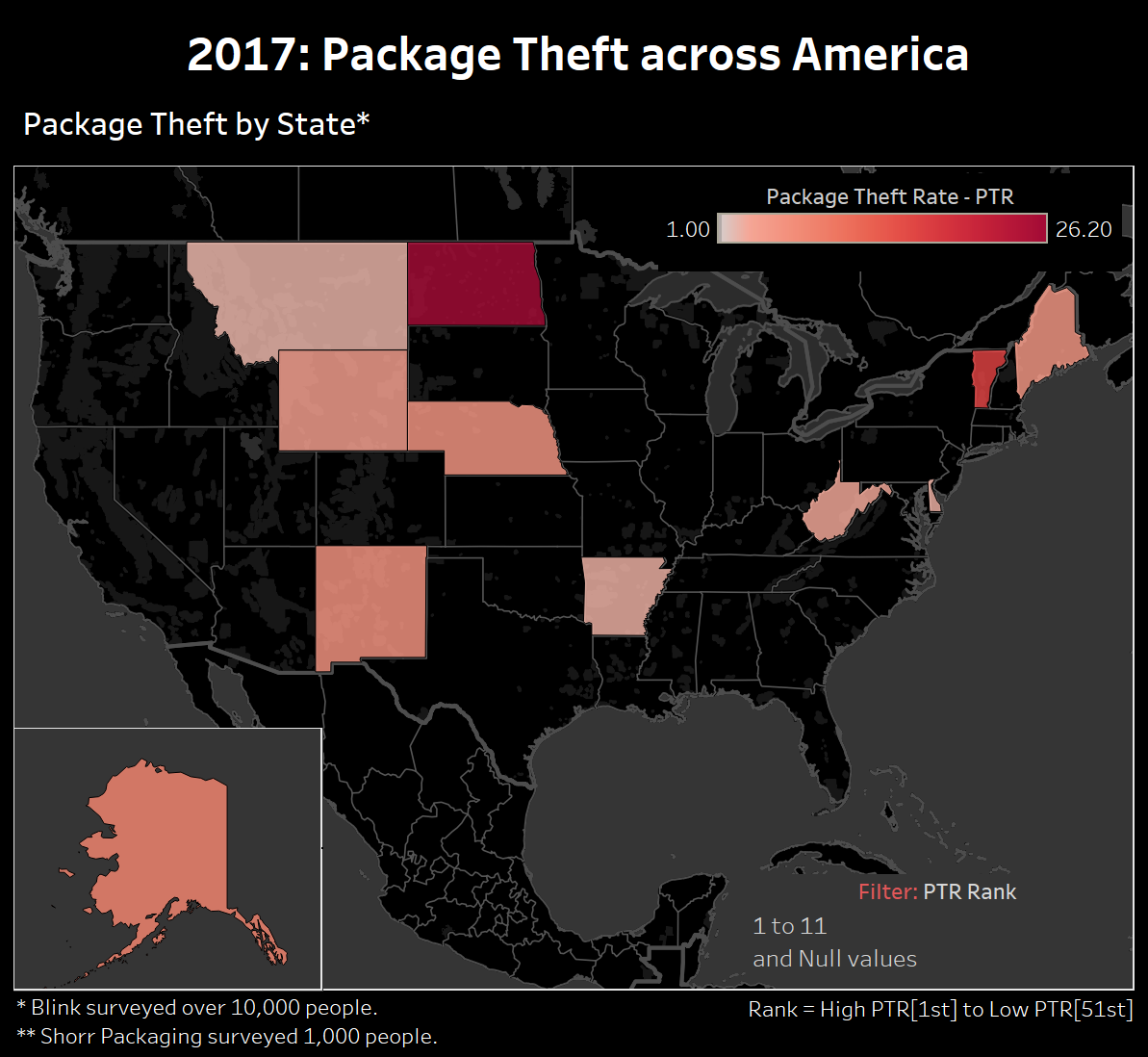 Packages Stolen per State